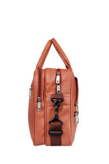 Title: Men's accessories with brown, Black, Dark brown leather bags on White background | Isolated Bag