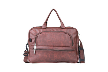 Title: Men's accessories with brown, Black, Dark brown leather bags on White background | Isolated Bag