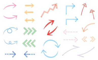 ペンで書いたようなカラフルな矢印セット