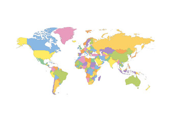 Fototapeta na wymiar World map color line element. Border of the country.