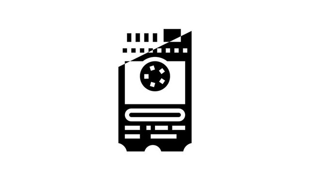 ticket cinema animated glyph icon. ticket cinema sign. isolated on white background
