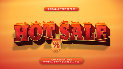 Hot sale promo editable text effect 3d bold and fire style. illustrator eps vector file. editable word and font