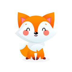 Little fox character icon. Illustration of a cute cartoon red fox isolated on a white background. Vector 10 EPS.
