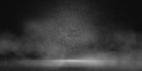 Gray clouds and smoke in a dark room fog effect range clear fog on abstract black background with copy space
