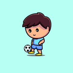 cute boy playing football