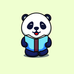 cute panda reading a book