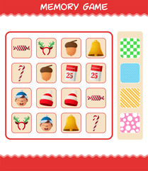 Memory games with cartoon christmas. Learning cards game. Educational game for pre shool years kids and toddlers