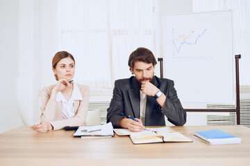 boss and secretary at work office lifestyle