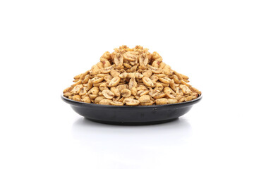 Peanut isolated. Peanuts set on white background. Nut collection. Whole and cut half. Full depth of field.
