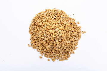 Peanut isolated. Peanuts set on white background. Nut collection. Whole and cut half. Full depth of field.