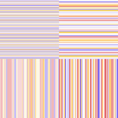 Set of seamless colored patterns. Pretty light colors. Backdrop with stripes. Abstract linear wallpaper of the surface. Striped backgrounds. Print for polygraphy, posters, t-shirts and textiles