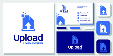 Upload Icon Internet Cloud Data Hosting logo design inspiration with Layout Template Business Card