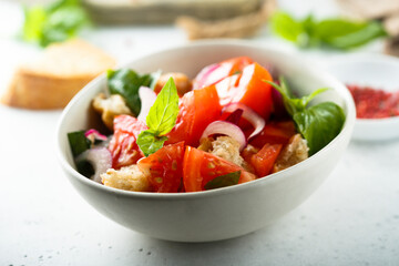 Healthy homemade Italian panzanella salad