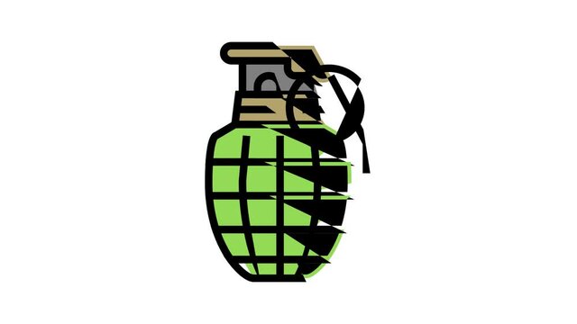 grenade war weapon animated color icon. grenade war weapon sign. isolated on white background