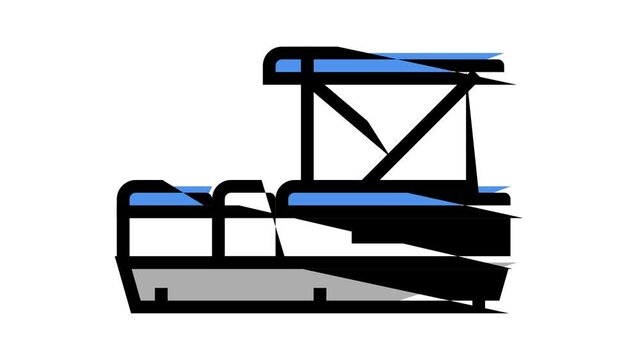 pontoon boat animated color icon. pontoon boat sign. isolated on white background
