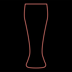 Neon beer glass red color vector illustration flat style image