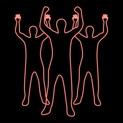 Fototapeta premium Neon business people red color vector illustration flat style image