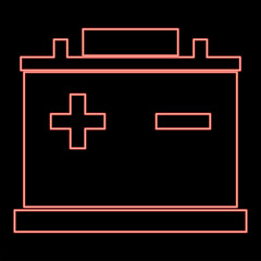 Obraz premium Neon car battery red color vector illustration flat style image