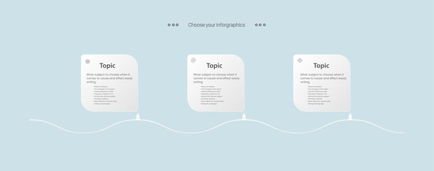 Three STEPS of infographic Process and chart with white Pannels and Infographic template with Three opions or steps, 3 business template for presentation.eps
