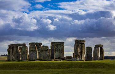 October spotlight on Stonehenge on the Salisbury plains, Wiltshire, south west England