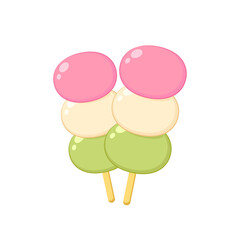 Mochi sticks vector. Mochi on white background. Japanese rice dessert.