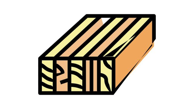 glulam wood animated color icon. glulam wood sign. isolated on white background