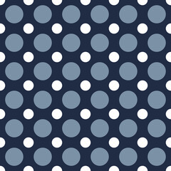 Polka Dot Pattern. Mountain Spring Gray and White Color Dot on Pageant Blue Background. Seamless Background for graphic design, fabric, textile, fashion. Color Trend spring - summer 2023.