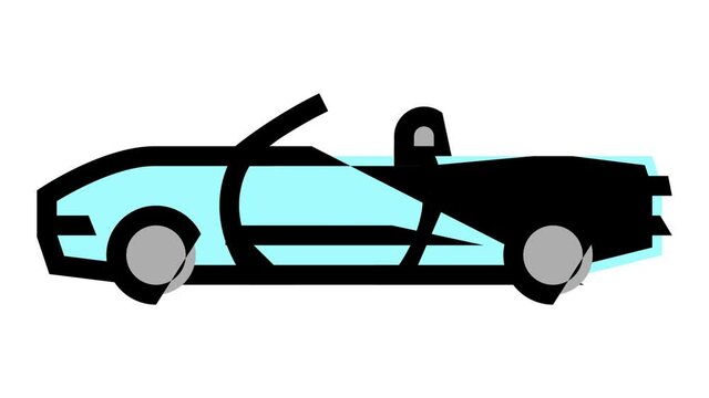 convertible car animated color icon. convertible car sign. isolated on white background