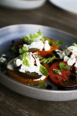 Tomatoes with fresh cheese and balsamic