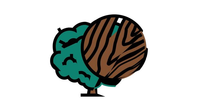 walnut wood animated color icon. walnut wood sign. isolated on white background