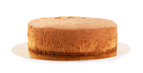 Delicious fresh homemade cake on white background