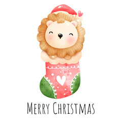 Christmas lion in the sock
