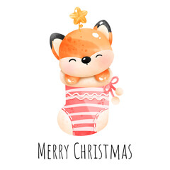Christmas fox in the sock