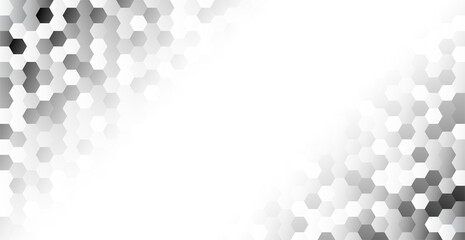 Abstract. Hexagon geometric shapes pattern. Black white mosaic background. vector.