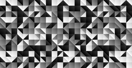 Abstract. Triangle geometric shapes pattern. Black white mosaic background. vector.