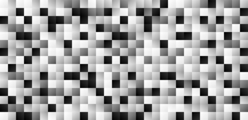 Abstract. Square geometric shapes pattern. Black white mosaic background. vector.