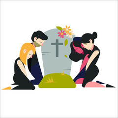 funeral ceremony background vector illustration - obrazy, fototapety, plakaty