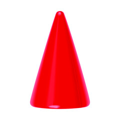 Toy, colorful red plastic cone isolated on a white background. 3d illustration