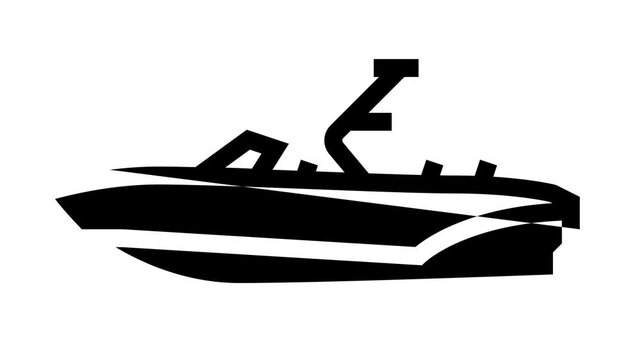 bowrider boat animated line icon. bowrider boat sign. isolated on white background