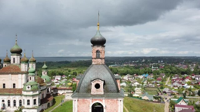 Pereslavl Zalessky, Russia - 24 July 2021: Goritsky Assumption Monastery from a bird's eye view