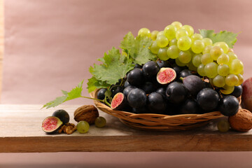 red and white grape with fresh fig