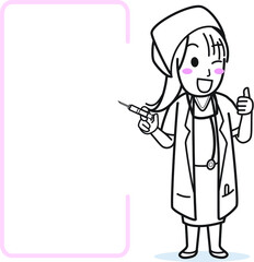 female doctor holding a syringe for healthy on isolate white background