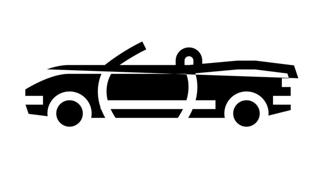 convertible car animated line icon. convertible car sign. isolated on white background