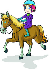 talented smart man wearing his training gear is riding a horse with confidence.