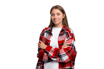 Simple portrait of a beautiful woman with arms crossed.