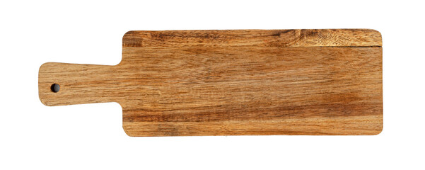 Wooden cutting board on a white background