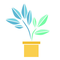 Colorful plant in the pot icon. Vector illustration isolated on white background