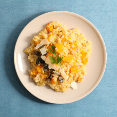 pumpkin risotto with parmesan and seed