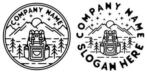 backpacker monoline vintage outdoor badge design