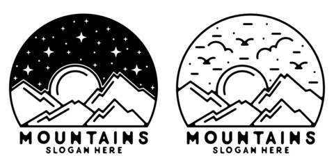 mountain monoline vintage outdoor badge design